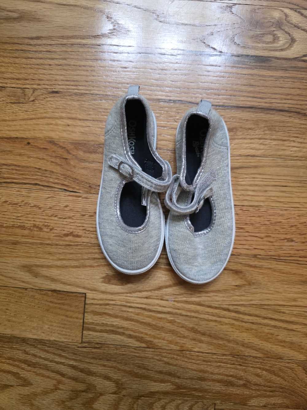 OshKosh B'gosh Girls' Shimmery Silver Mary Jane Sneakers